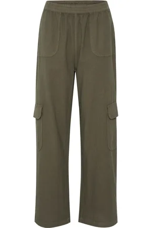 Kaffe Wide Trousers, female, , L, Cargo Trousers Utility Style Grape Leaf