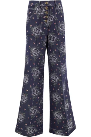 Etro Wide Jeans, female, , W28, Floral Jacquard Flared Jeans