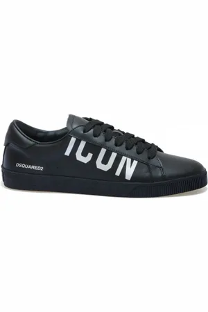 Dsquared2 Sneakers, male, , 7 UK, Leather Trainers with Side Logo Detail