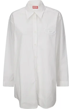 Diesel Shirts, female, , XL, Oversized Logo Embroidered Long-Sleeve Shirt