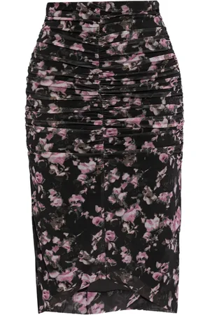 Ganni Floral Print Ruffle Midi Skirt