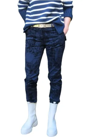 Masons Chinos, female, , S, Slim Velvet New York Trousers with Pattern