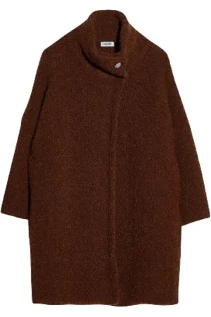 Liu Jo Single-Breasted Coats, female, , XS, Mid-length Bouclé Coat in Castagna Charm