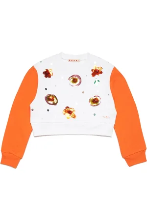 Marni Crew-neck Sweatshirt with Floral Graphics
