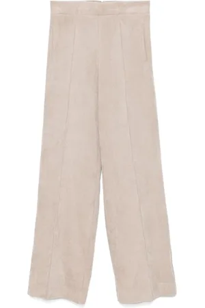 D.EXTERIOR Wide Trousers, female, , S, Taupe Corduroy Wide Leg Trousers