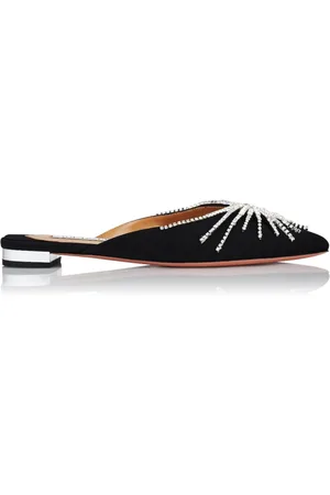 Aquazzura Elegant Mules with Snakeskin Detailing