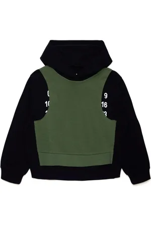 Maison Margiela Sweatshirts, unisex, , 14 Y, Layered Numbers Cotton Hoodie Jumper