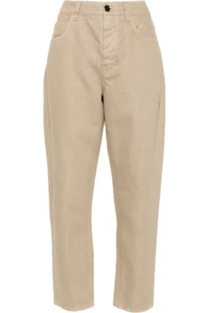 Brunello Cucinelli Cropped Trousers, female, , S, Coffee Cropped Slim Jeans