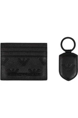 Emporio Armani Embossed Eagle Leather Cardholder and Keychain Set