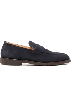 Brunello Cucinelli Loafers, male, , 8 UK, Suede Penny Slot Loafers