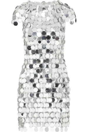 Paco rabanne Party Dresses, female, , XS, Metallic Silver Sequin Dress