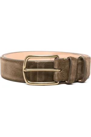 Officine creative Suede Belt with OC Strip Design