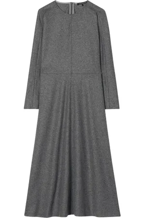 Luisa Cerano Flare Wool Flannel Dress with Zipper
