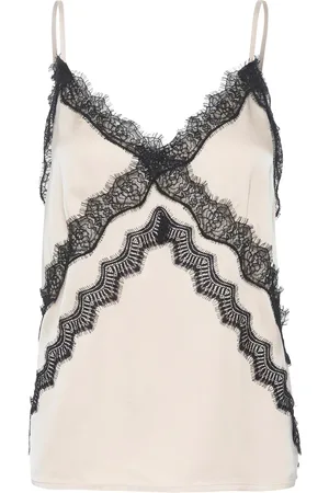 Gestuz Sleeveless Tops, female, , L, Lace Detail Slip Top Blouse Birch