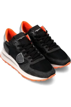 Philippe model Sneakers, male, , 11 UK, Mondial Neon Noir Orange Trainers
