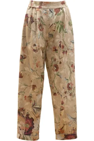 Mes Demoiselles Wide Trousers, female, , 2XS, Floral Beige Green Choco Trousers