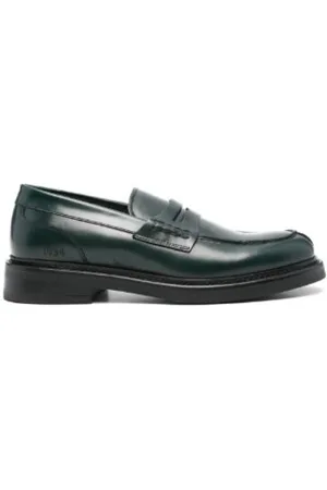 CANALI Dark Green Leather Loafers