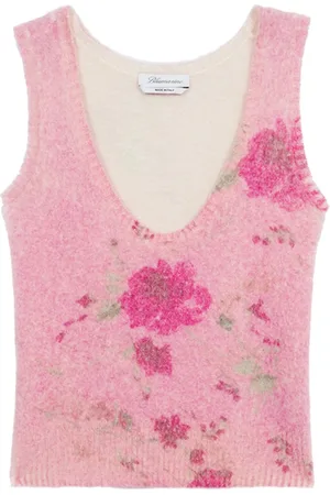 BLUMARINE Sleeveless Tops, female, , M, Sleeveless Top Pink Peony Pers.Red