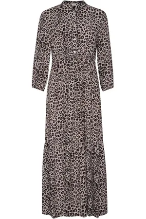Cream Animal Print Long Dress