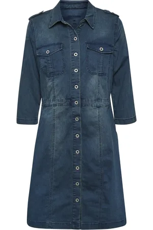 Cream Denim Uniform Dress Royal Navy
