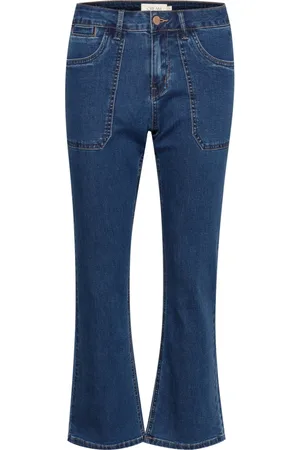 Cream Boot-cut Jeans, female, , W30, Bootcut Denim Trousers Indigo