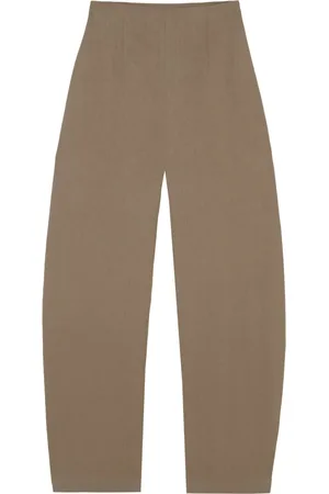 Cortana High-waisted Linen Trousers with Curved Leg