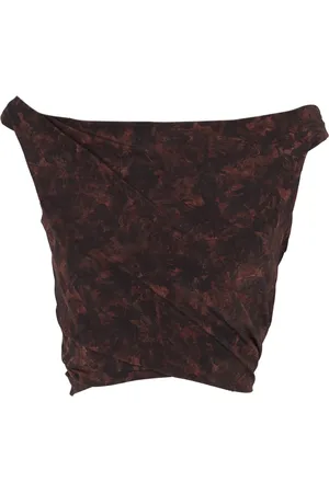 Cortana Silk Stretch Crop Top Watercolor Print