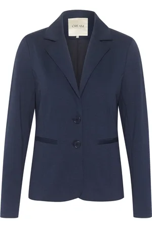 Cream Blazers, female, , M, Navy Blazer with Fine Collar