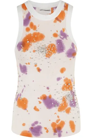 Des Phemmes Sleeveless Tops, female, , 2XS, Splash Embroidery Tank Top