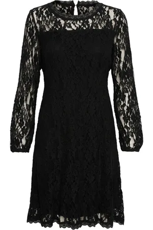 Cream Short Dresses, female, , L, Lace Dress with Puff Sleeves