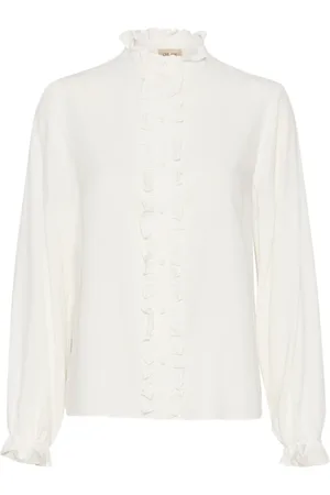 Cream Frill Shirt with Puff Sleeves Snow