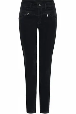 C.ro Slim-fit Trousers, female, , M, Velvet Trousers with Zipper Details