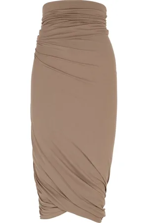 Cortana Midi Skirts, female, , L, High-waisted Midi Cupro Stretch Skirt