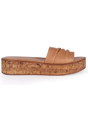 Cortana Flat Leather Sandal with Cork Platform