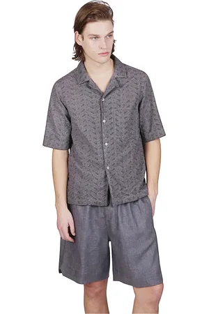 ELEVENTY Bowling Collar Cotton Shirt with Pocket