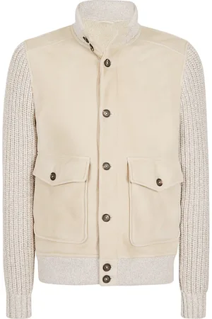 ELEVENTY Bomber Jackets, male, , 3XL, Shearling Jacket with Knit Sleeves