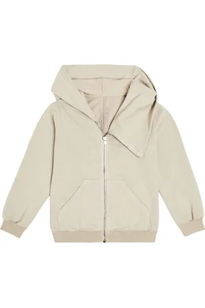 Rick Owens Sweatshirts, unisex, , 8 Y, Sand Hoodie with Asymmetric Zipper