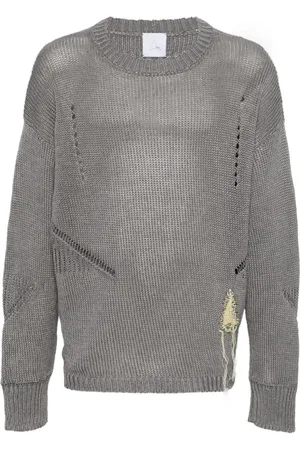 ROA Round-neck Knitwear, male, , M, Grey Chevron Knit Jumper