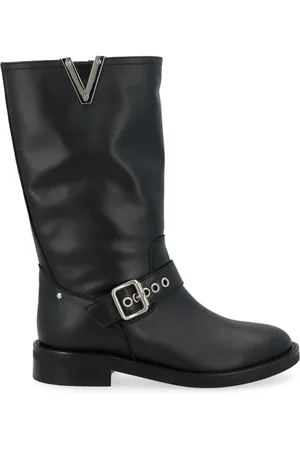 Via Roma High Boots, female, , 4 UK, Biker Buckle with V Nickel