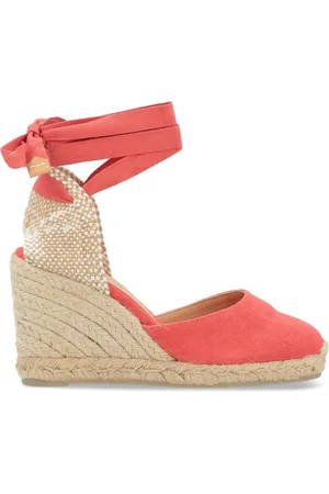 Castaner Wedges, female, , 5 UK, Salmon Fabric Espadrilles Carina Style