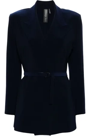 Norma Kamali Blazers, female, , L, Navy Scuba Jersey Blazer