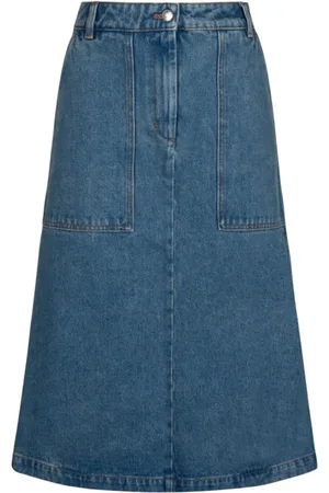 Maison Kitsuné Denim Skirts, female, , W28, Indigo Denim Midi Skirt