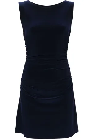 Norma Kamali Navy Bodycon Dress Ruched Detailing