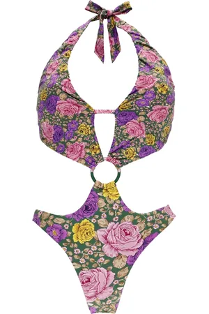 MISS BIKINI Floral One-Piece Swimsuit with Cut-Out Detail
