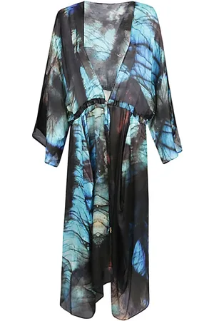 Mona Swims Silk Beach Cover-Up Kimono MultiColour Dress