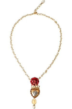 Dolce & Gabbana Gold Crystal Heart Charm Necklace
