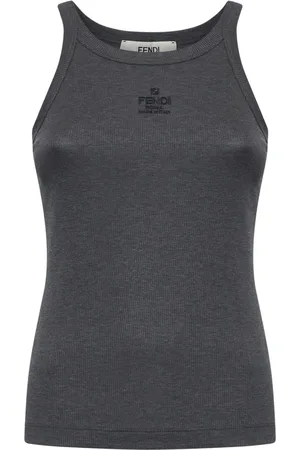 Fendi Grey Ribbed Tank Top