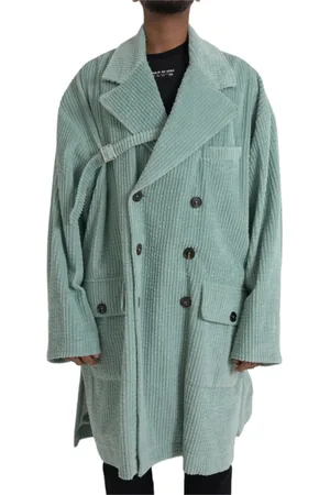 Dolce & Gabbana Double-Breasted Coats, male, , XL, Corduroy Trench Coat Jacket
