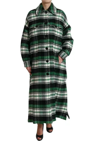 Dolce & Gabbana Elegant Green Plaid Long Coat