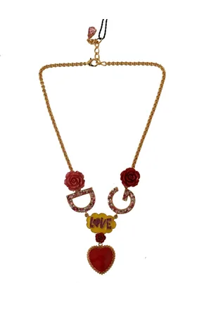 Dolce & Gabbana Necklaces, female, , ONE SIZE, Gold Crystal Pendant Necklace